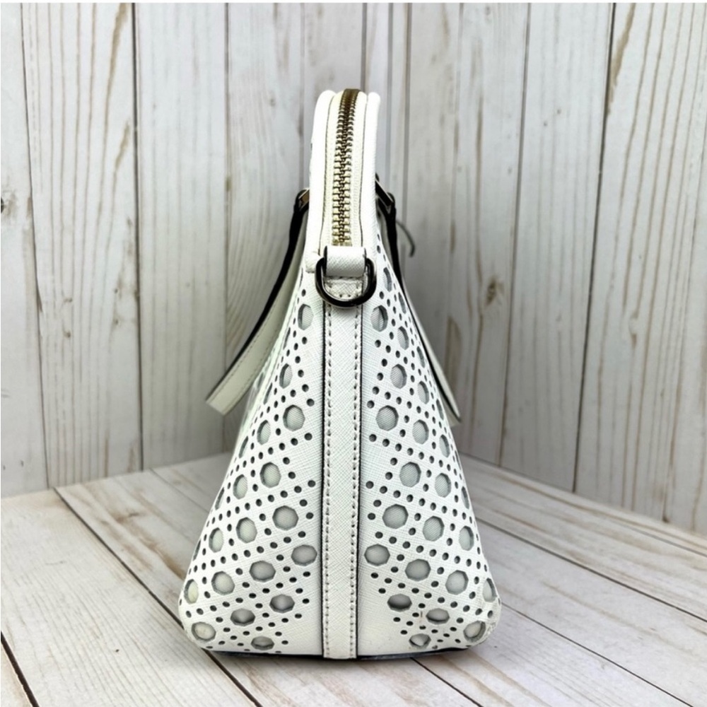 Kate Spade White Laser-Cut Leather Shoulder Bag Designer Handbag - Picture 2 of 4
